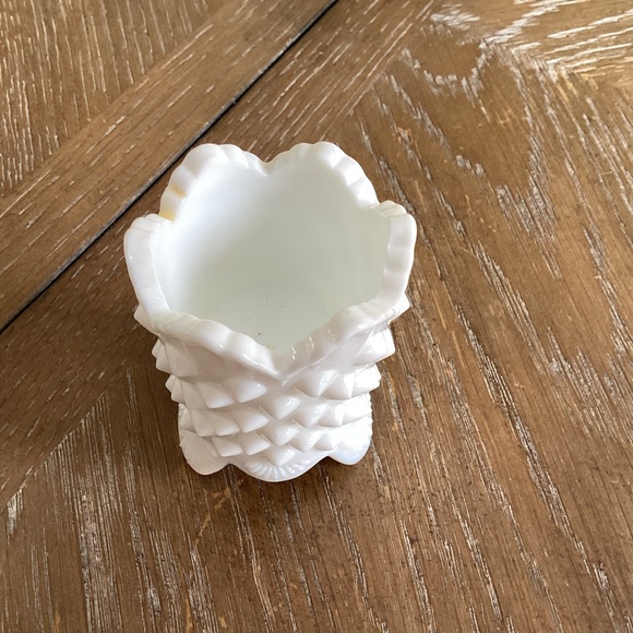Vintage White MilkGlass Candle Holder or Tooth Pick Holder - Picture 5 of 7